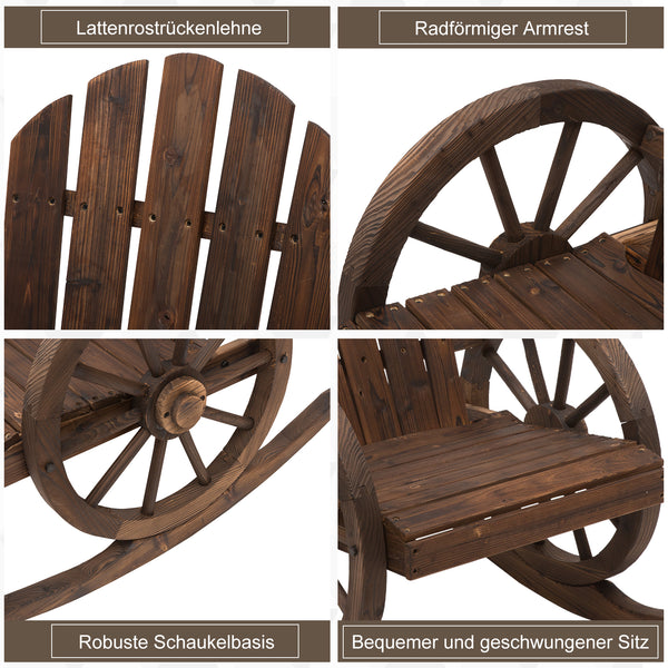 Schaukelstuhl wetterfest rustikales Design für Garten aus Holz