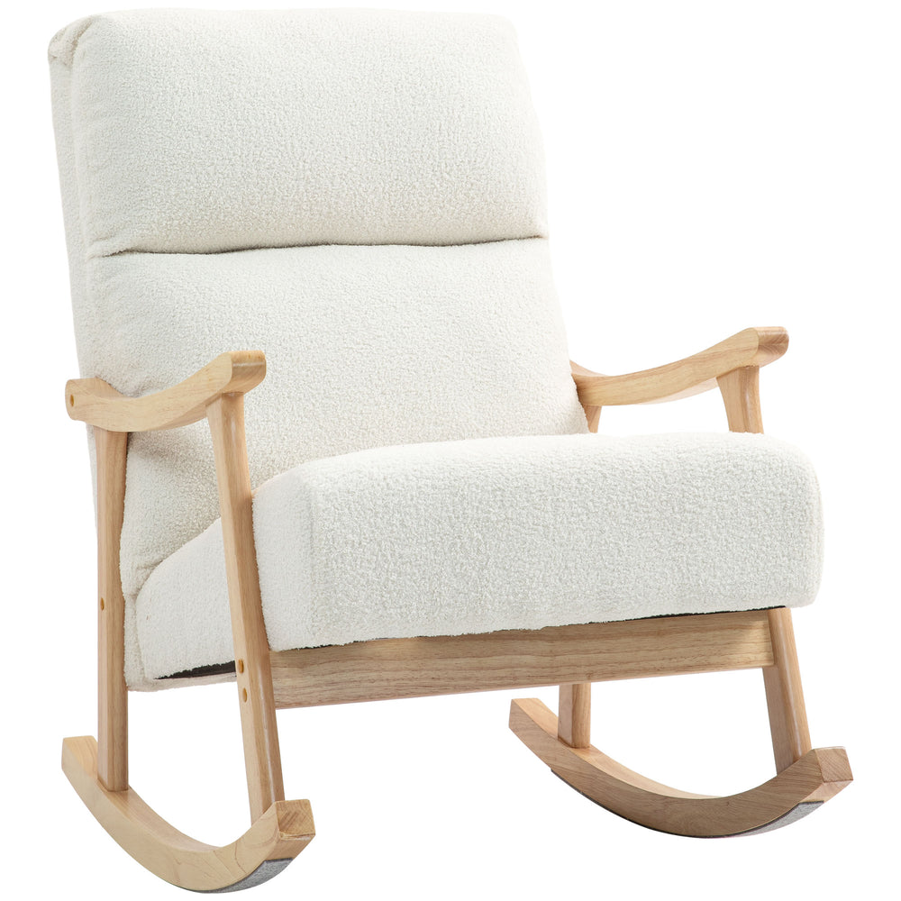 Schaukelstuhl ergonomisch für Wohnzimmer 120kg Samtoptik cremeweiss