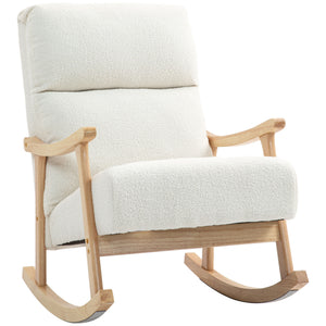 Schaukelstuhl ergonomisch für Wohnzimmer 120kg Samtoptik cremeweiss