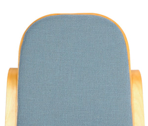 Schaukelstuhl Schwingsessel Fernsehsessel Massivholz Eiche-Optik Stoff blau