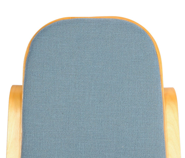 Schaukelstuhl Schwingsessel Fernsehsessel Massivholz Eiche-Optik Stoff blau