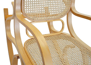 Schaukelstuhl Schwingsessel Fernsehsessel Massivholz Rattan Eiche-Optik