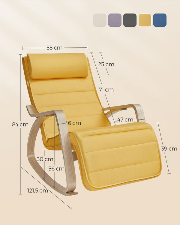 Schaukelstuhl Wippstuhl Birke Beige
