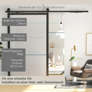 Schiebetür Bausatz leise für Holz und Zementwand Stahl schwarz