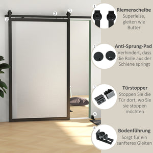Schiebetür Bausatz leise für Holz und Zementwand Stahl schwarz