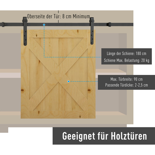 Schiebetür Beschlagset Komplettset mit Schiene 180cm