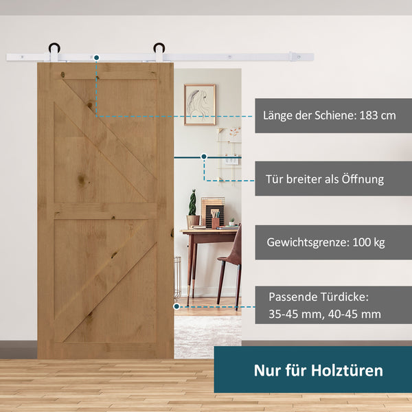 Gleitschienen-Bausatz Schiebetür Laufschiene Bausatz leise 183cm weiss