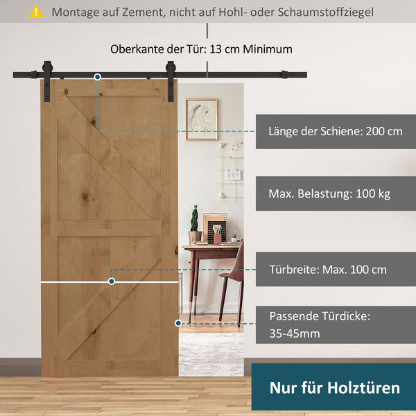 Gleitschienen Bausatz Schiebetür Metall 2m 100kg schwarz