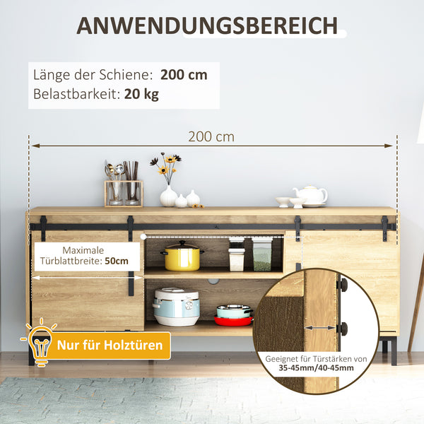 Schiebetürbeschlag für Doppeltüren Schwarz
