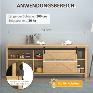 Schiebetürbeschlag Einzeltür Kohlenstoffstahl Schwarz