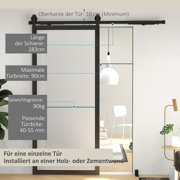 Schiebetürsystem leise für Holz und Zementwände 183cm Stahl