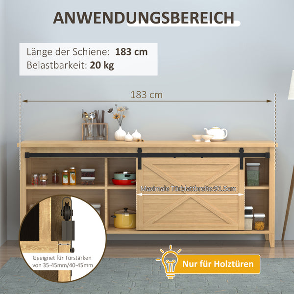 Schiebetürsystem für Einzeltür Kohlenstoffstahl Schwarz