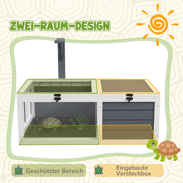 Schildkrötenhaus mit Fenster und zwei Räumen aus Holz
