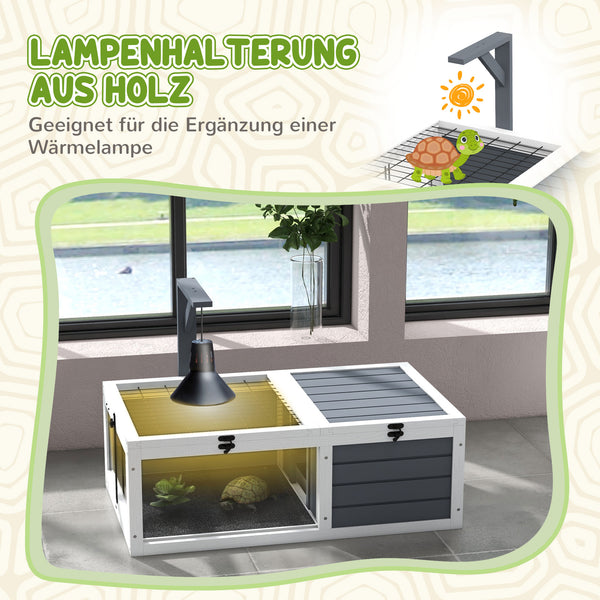 Schildkrötenhaus mit Fenster und zwei Räumen aus Holz