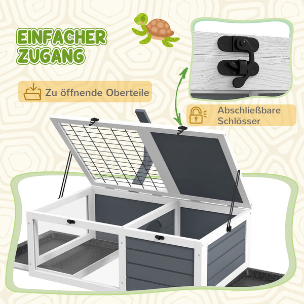 Schildkrötenhaus mit Fenster und zwei Räumen aus Holz