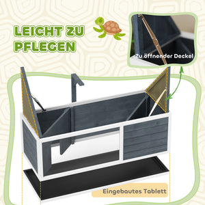 Schildkrötenhaus Terrarium mit Lampe und transparenter Front grau