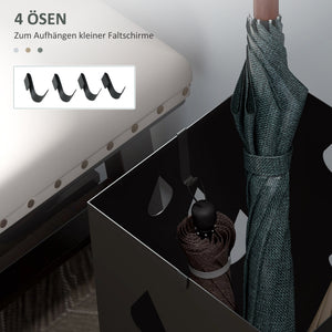 Schirmständer mit 4 Haken und Tropfschale aus Stahl schwarz
