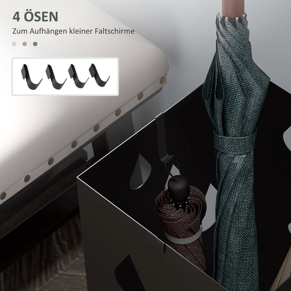 Schirmständer mit 4 Haken und Tropfschale aus Stahl schwarz