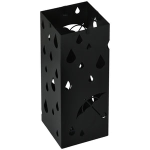 Schirmständer mit 4 Haken und Tropfschale aus Stahl schwarz