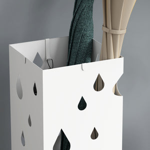 Schirmständer mit 4 Haken und Tropfschale aus Stahl weiss