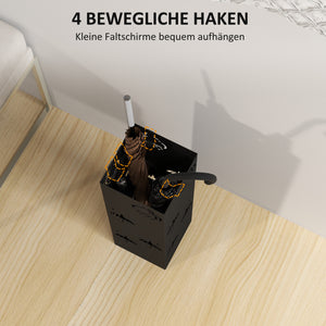 Schirmständer mit Haken und Tropfblech Design Metall schwarz