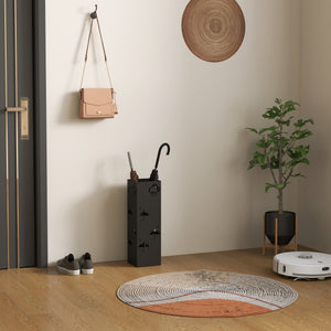 Schirmständer mit Haken und Tropfblech Design Metall schwarz
