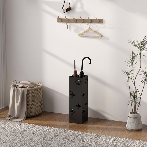 Schirmständer mit Haken und Tropfblech Design Metall schwarz