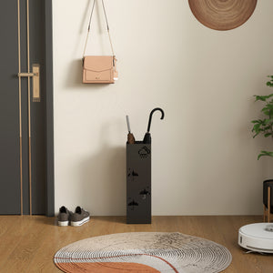 Schirmständer mit Haken und Tropfblech Design Metall schwarz