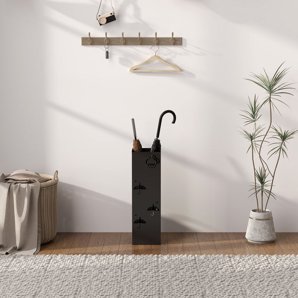 Schirmständer mit Haken und Tropfblech Design Metall schwarz