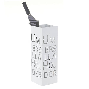 Schirmständer Regenschirmständer Schirmhalter quadratisch 55cm Schrift weiss