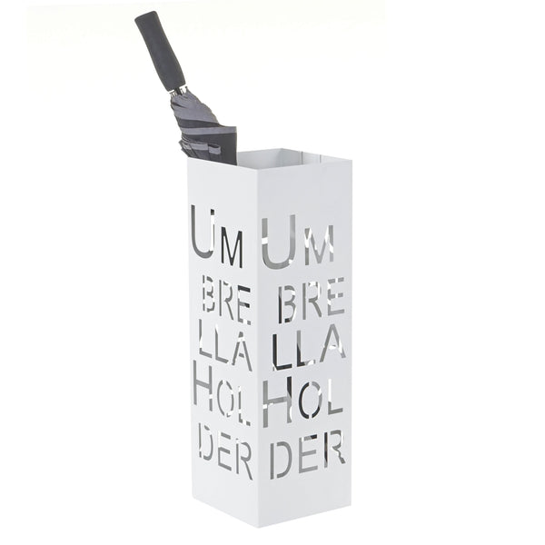 Schirmständer Regenschirmständer Schirmhalter quadratisch 55cm Schrift weiss