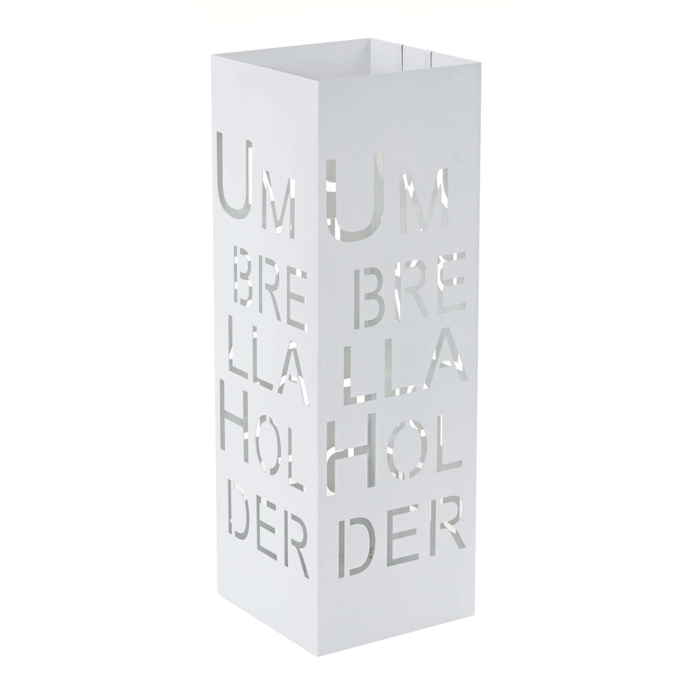 Schirmständer Regenschirmständer Schirmhalter quadratisch 55cm Schrift weiss