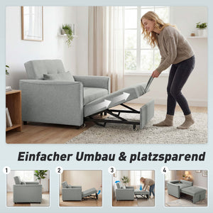 Schlafsessel ausziehbar mit verstellbarer Rückenlehne grau