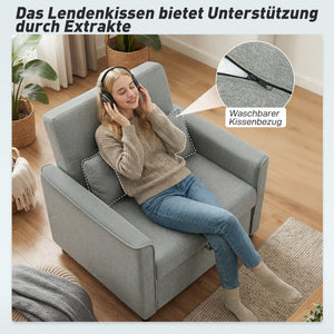 Schlafsessel ausziehbar mit verstellbarer Rückenlehne grau