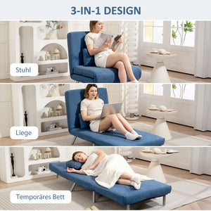 Schlafsessel mit Bettfunktion Gästebett Stoffbezug blau