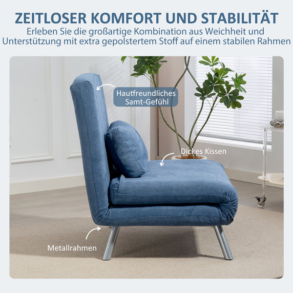 Schlafsessel mit Bettfunktion Gästebett Stoffbezug blau