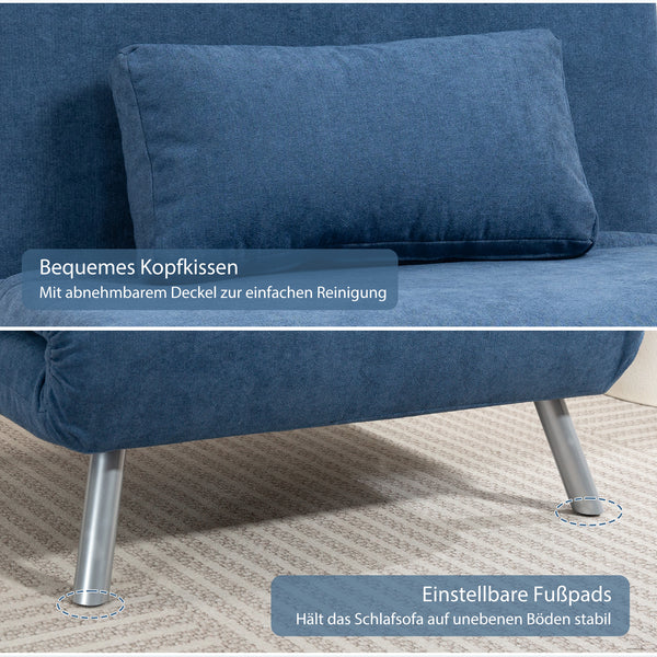 Schlafsessel mit Bettfunktion Gästebett Stoffbezug blau