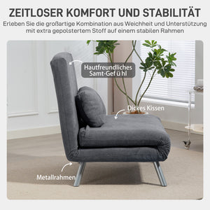 Schlafsessel mit Bettfunktion Gästebett Stoff dunkelgrau