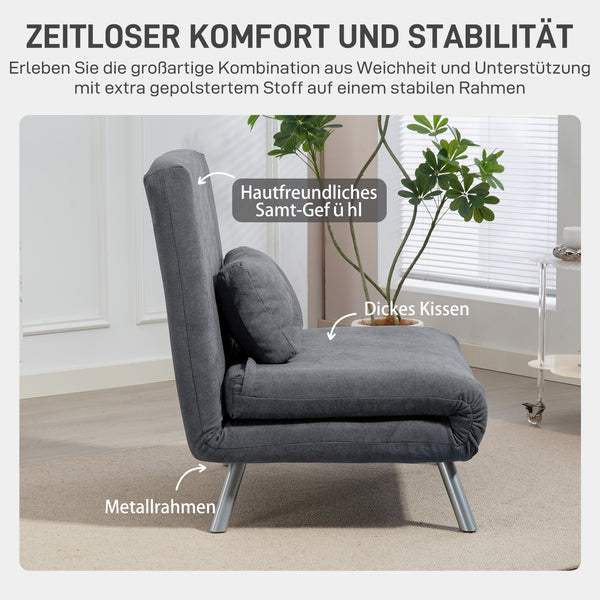 Schlafsessel mit Bettfunktion Gästebett Stoff dunkelgrau