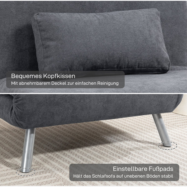 Schlafsessel mit Bettfunktion Gästebett Stoff dunkelgrau