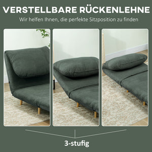 Schlafsessel mit Bettfunktion Gästebett Cord verstellbare Kopfstütze grün