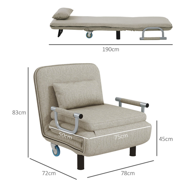 Sessel Schlafsessel Gästebett 3-in-1 bis 120kg belastbar Grau