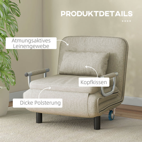 Sessel Schlafsessel Gästebett 3-in-1 bis 120kg belastbar Grau