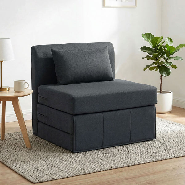 Schlafsessel Schlafsofa Gästebett klappbar Leinenoptik dunkelgrau