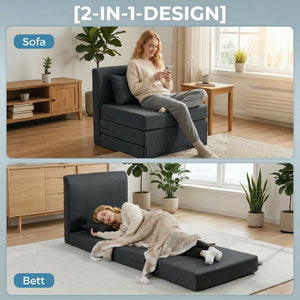 Schlafsessel Schlafsofa Gästebett klappbar Leinenoptik dunkelgrau