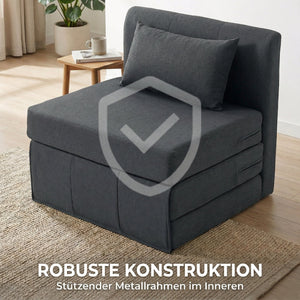 Schlafsessel Schlafsofa Gästebett klappbar Leinenoptik dunkelgrau