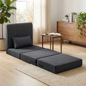 Schlafsessel Schlafsofa Gästebett klappbar Leinenoptik dunkelgrau