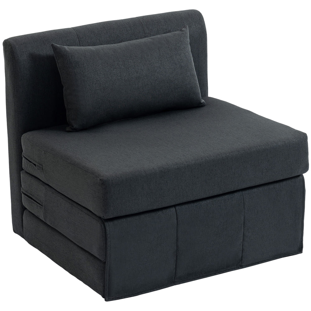 Schlafsessel Schlafsofa Gästebett klappbar Leinenoptik dunkelgrau