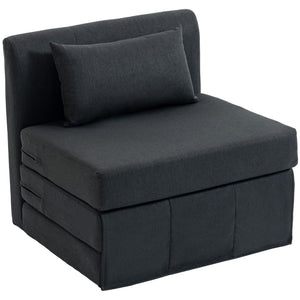 Schlafsessel Schlafsofa Gästebett klappbar Leinenoptik dunkelgrau