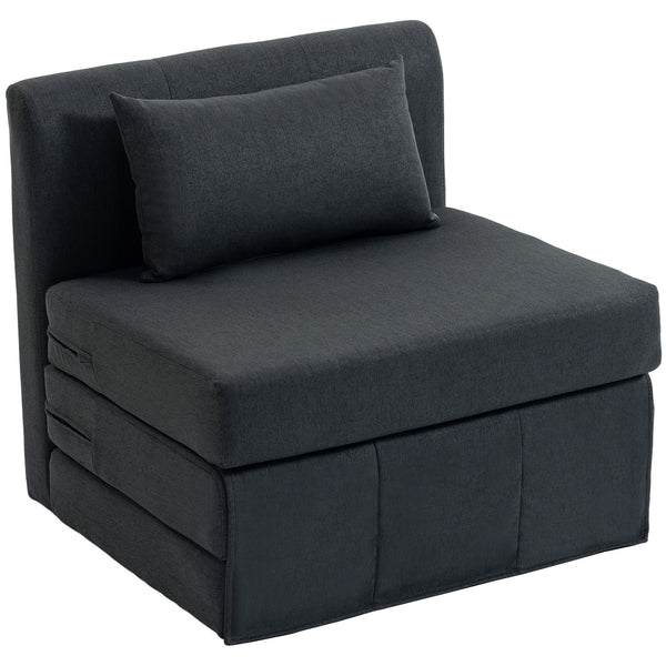 Schlafsessel Schlafsofa Gästebett klappbar Leinenoptik dunkelgrau